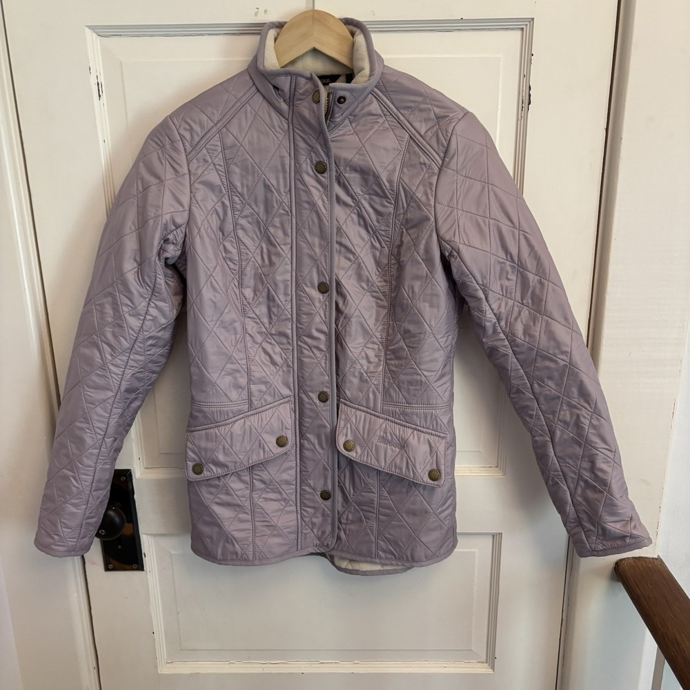 Barbour Women's Lavender Cavalry‎ Polarquilt Jacket Lined Pockets Size 4 $280